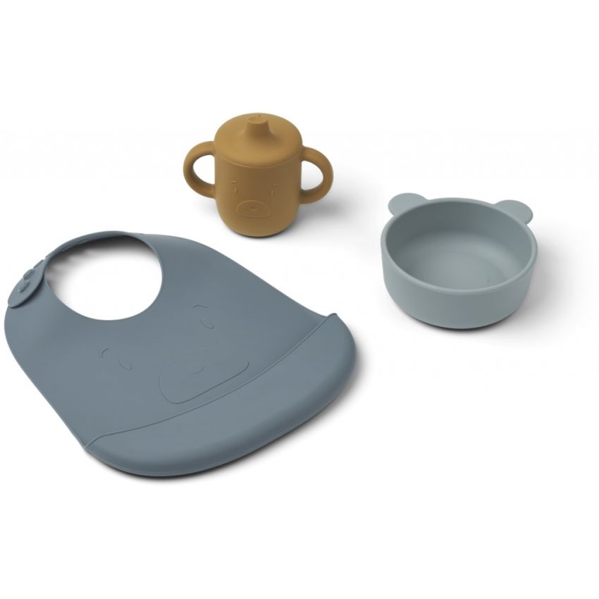 LIEWOOD - Connor Silikon Dinnerset Mr Bear Blue Mix