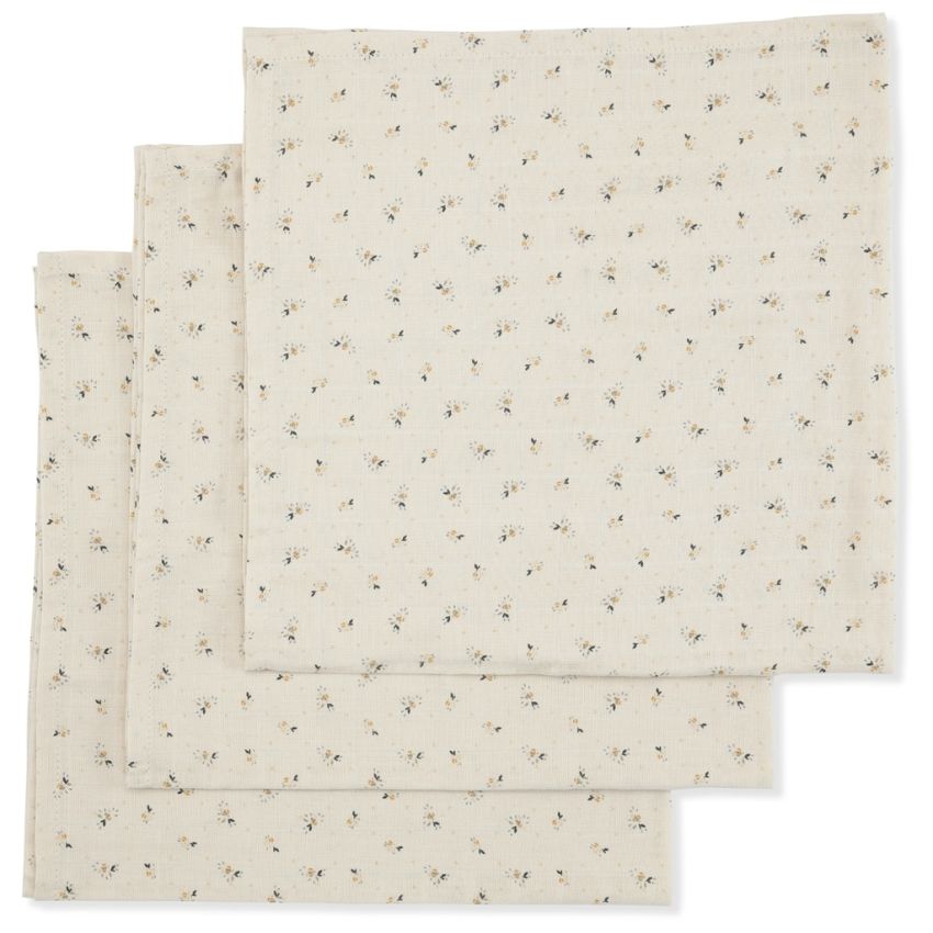 Konges Sløjd - 3er Set Muslin Swaddle Petales Zarte Blümchen