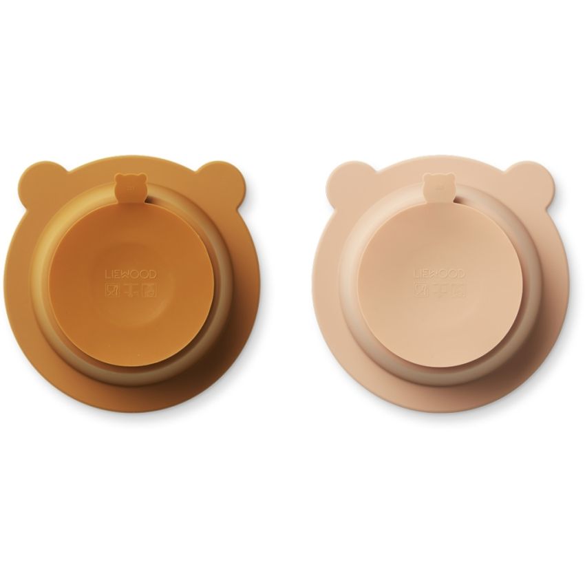 LIEWOOD - 2er Set Peony Saugnapfteller Set Rose - Mustard