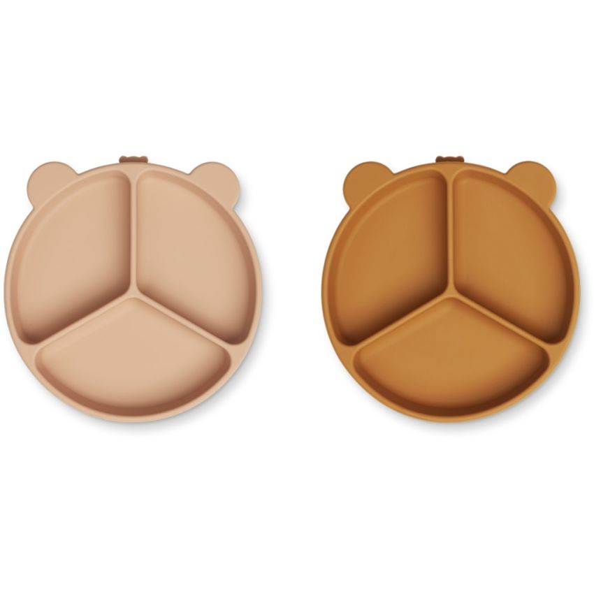 LIEWOOD - 2er Set Menü Saugnapfteller Set Rose - Mustard