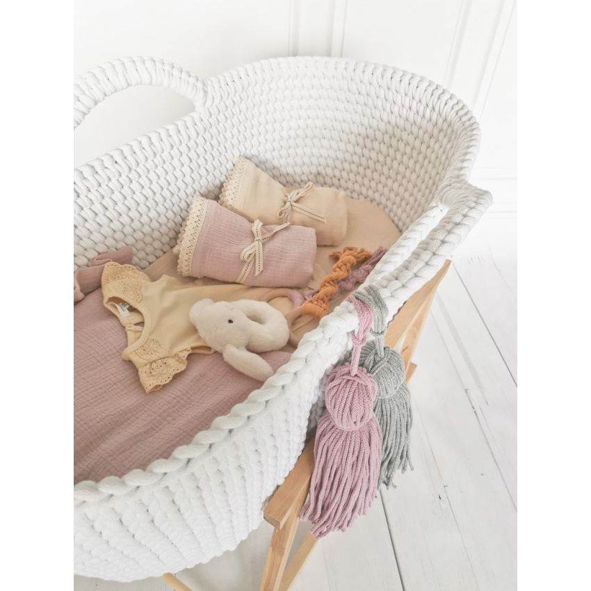 Like Moses - Moseskorb Weiss mit Vanilla Rosa Bettwäsche