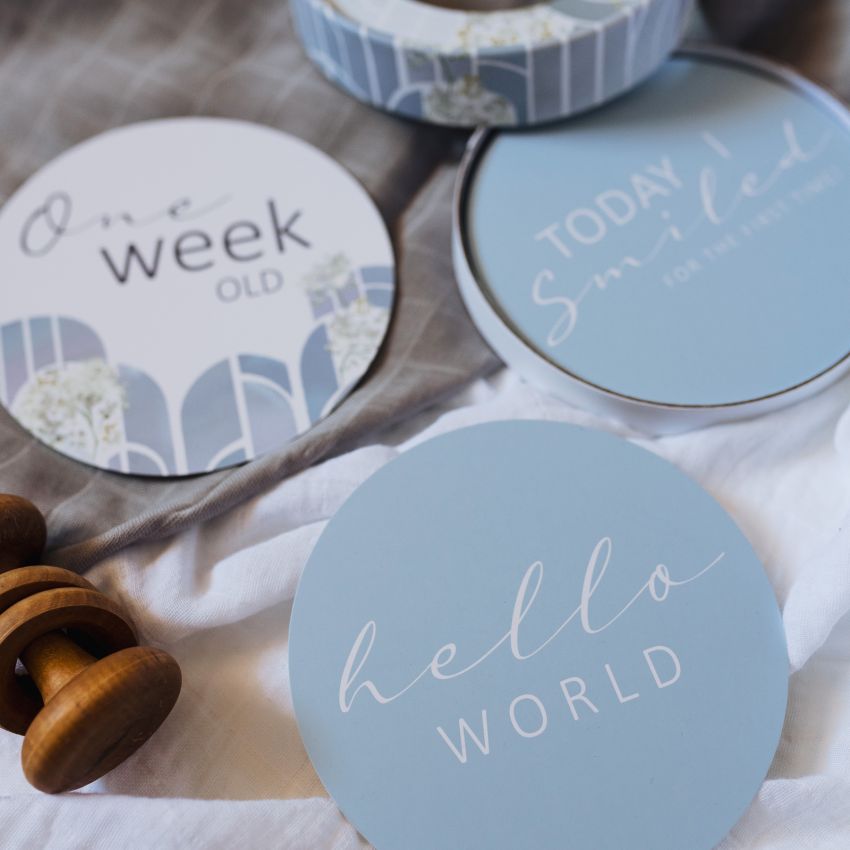 Snuggle Hunny - Meilenstein Karten Eventide & Ice Blue