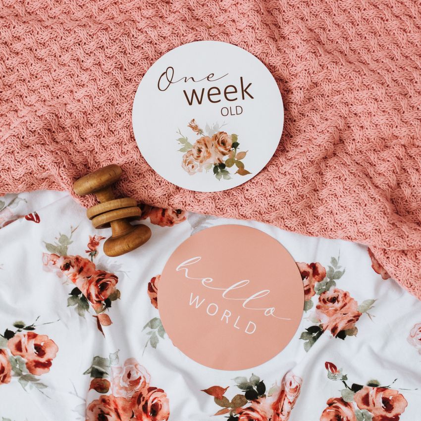 Snuggle Hunny - Meilenstein Karten Rosebud & Pink Sand