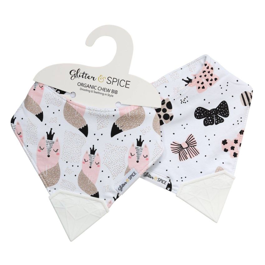 Glitter & Spice - Kau- Lätzchen doppelseitig Foxy / Bowty