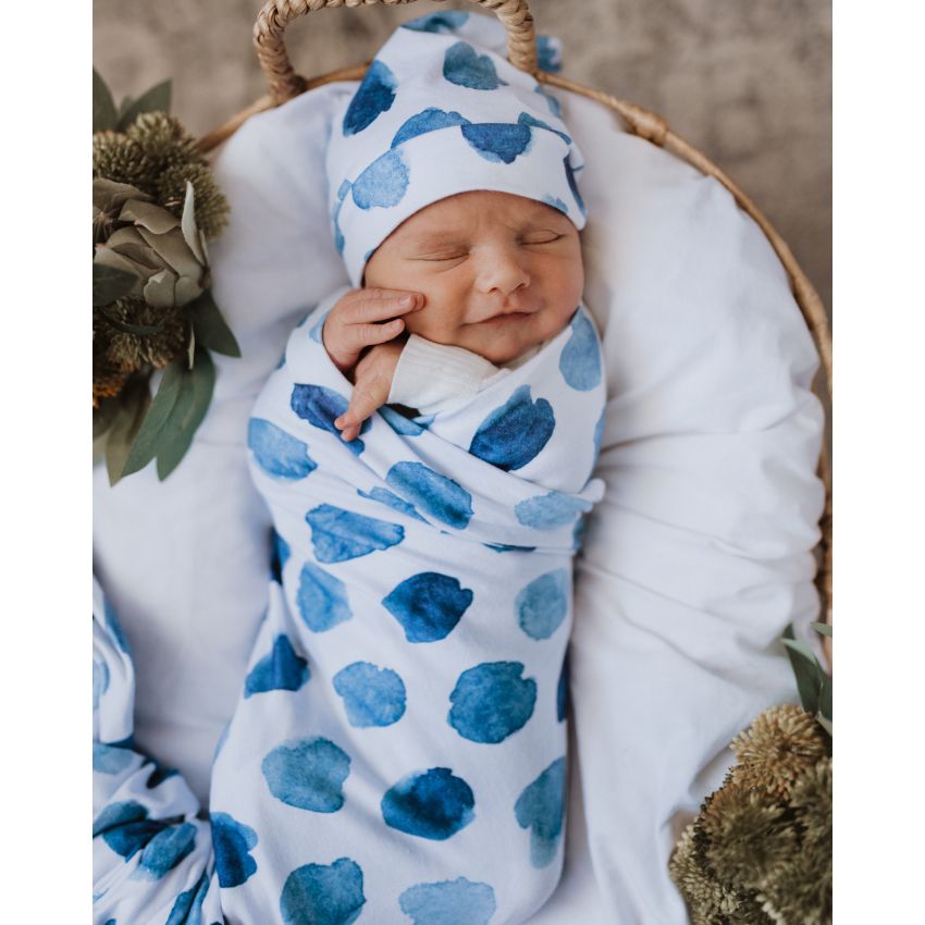 Snuggle Hunny - Swaddledecke Ocean Skies mit Beanie