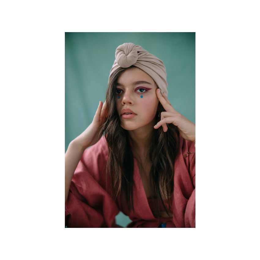 Looks by Luks -  Turban Organic Caffe Latte runder Bun