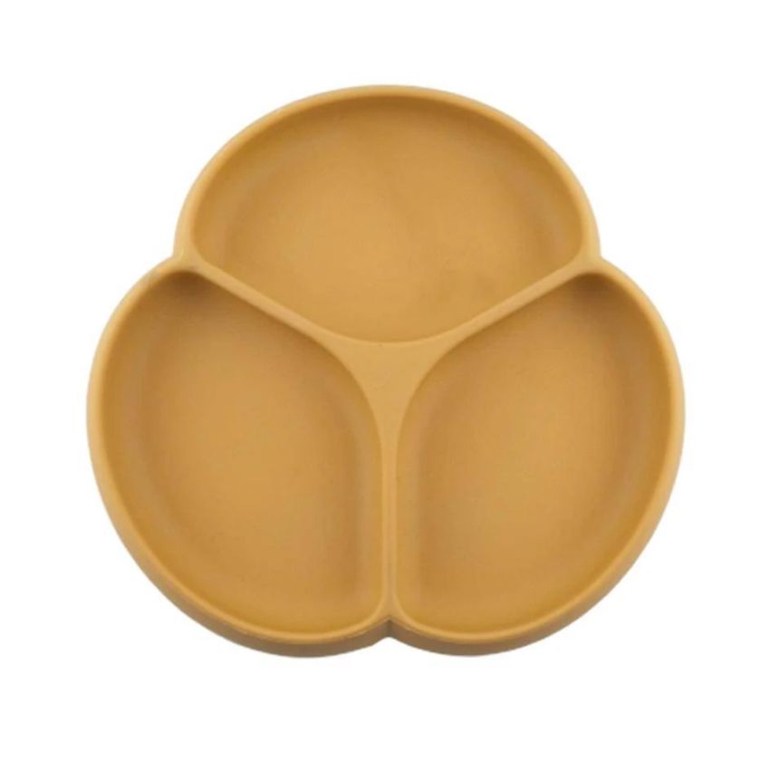 Glitter & Spice - Silikon Saugnapf Teller Kleeblatt Camel