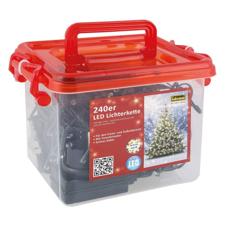 Idena - LED Lichterkette für innen und außen, 240er warm weiß