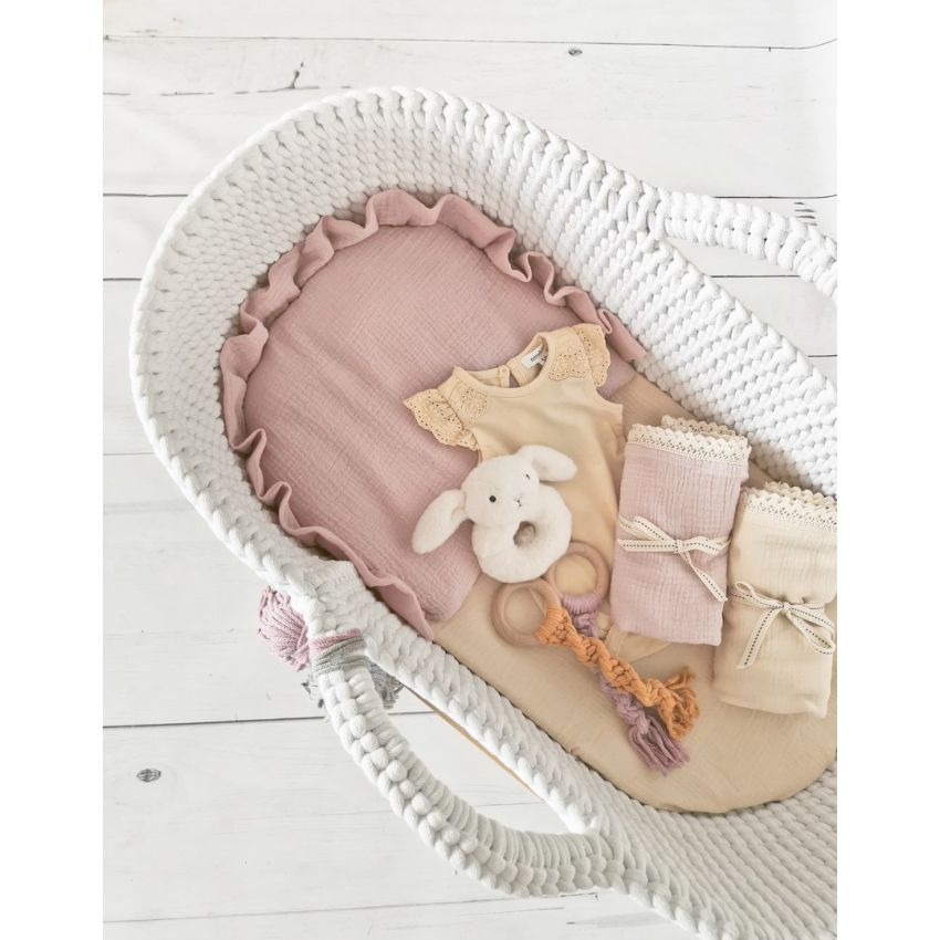 Like Moses - Moseskorb Weiss mit Vanilla Rosa Bettwäsche