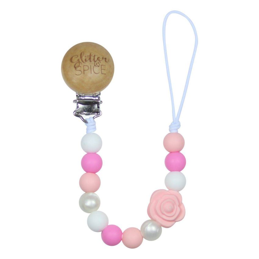 Glitter & Spice - Schnullerclip Emmalyn Rose pink