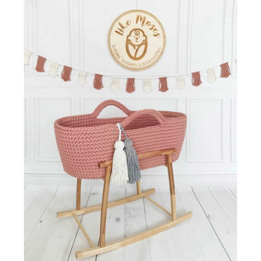 Like Moses - Moseskorb Dusty Flamingo mit Kissen und Bettwäsche Weiss