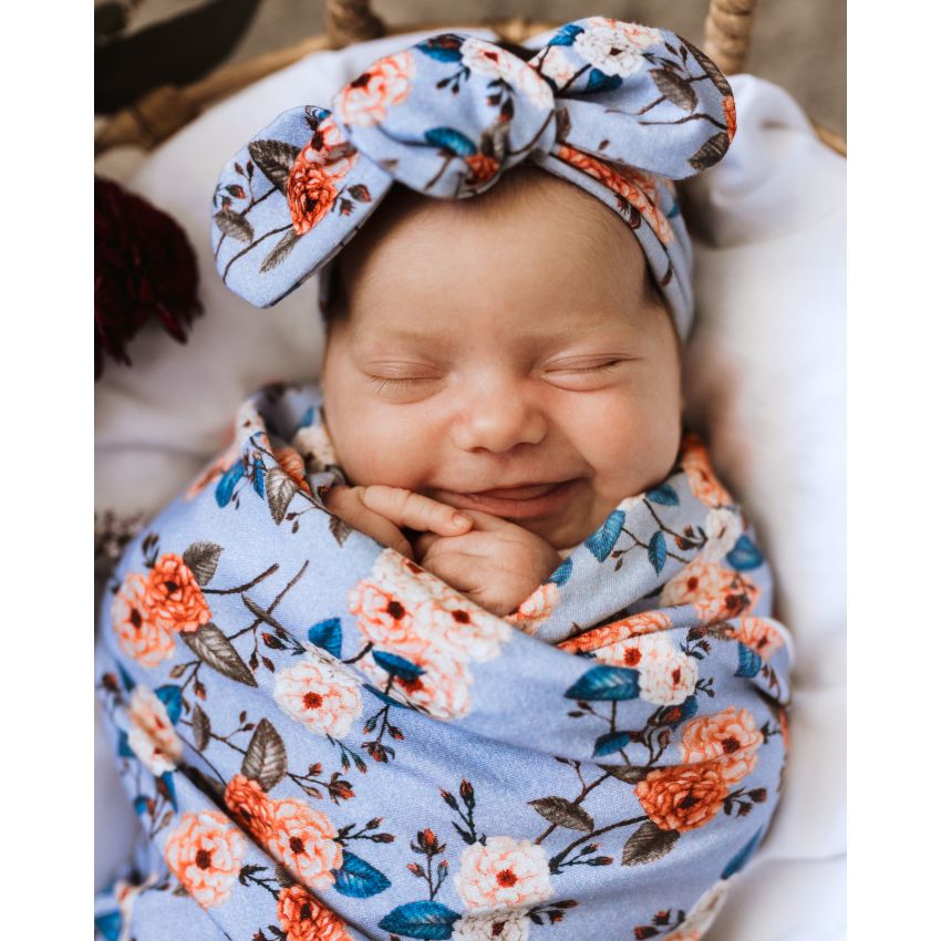 Snuggle Hunny - Swaddledecke Vintage Blossom mit Stirnband