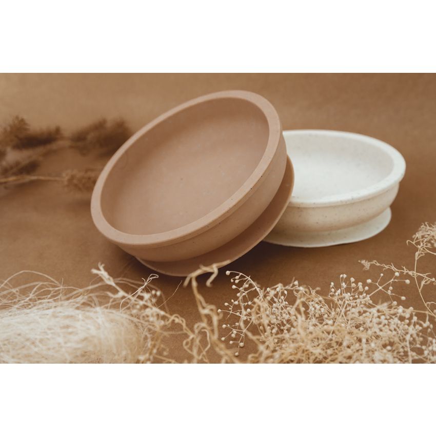 Mrs Ertha - Silikon Saugnapfschale Weiss Speckle