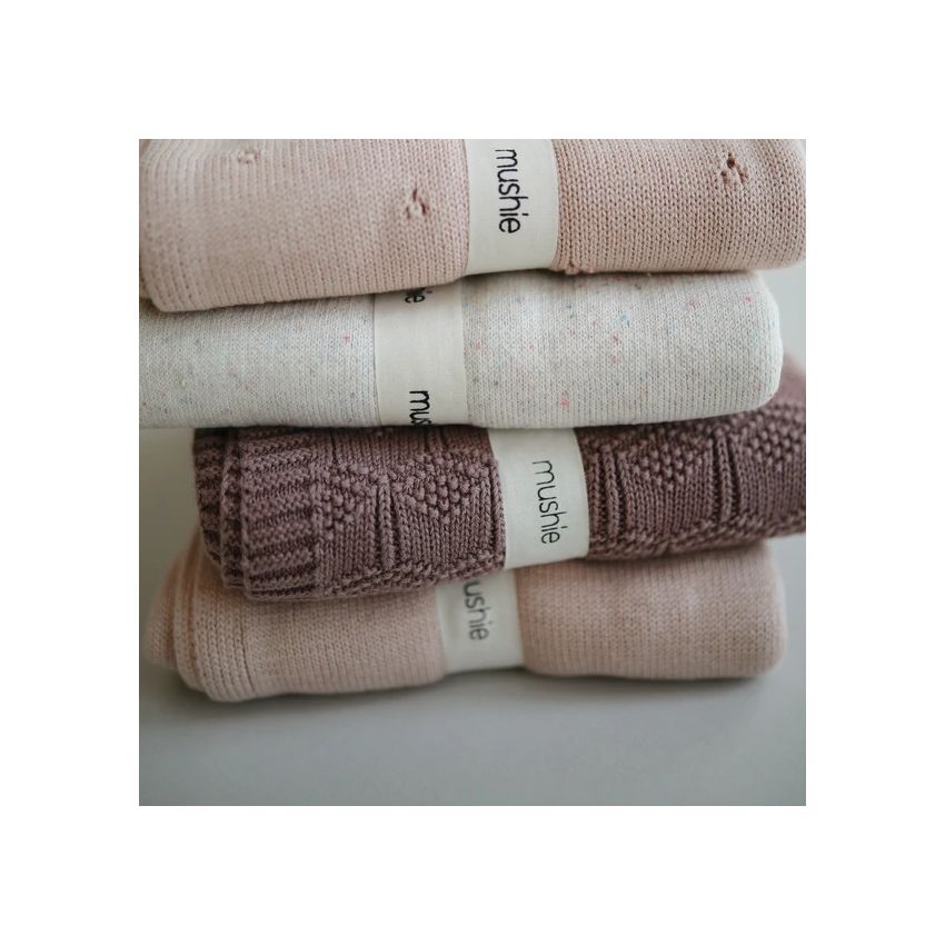 Mushie - Strickdecke Honeycomb Desert Rose