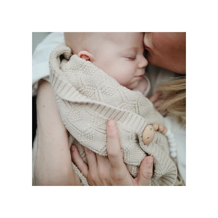 Mushie - Strickdecke Honeycomb Beige