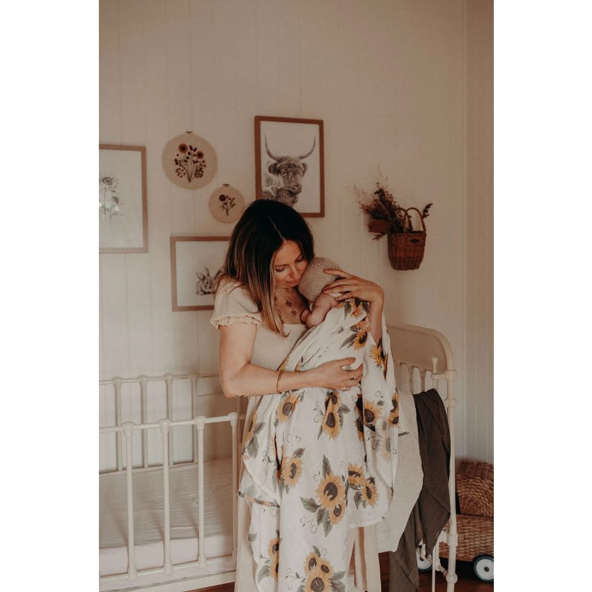 Frankie Lane - Muslin Swaddle Set Sonnenblumen & Olive