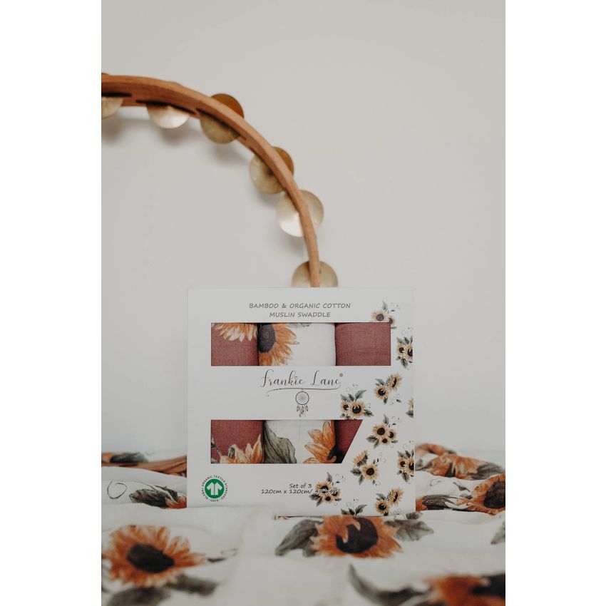 Frankie Lane - Muslin Swaddle Set Sonnenblumen & Terracotta
