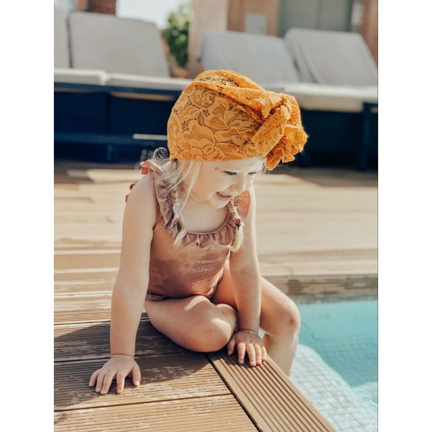 Looks by Luks -  Turban Lace Spitzen Mustard