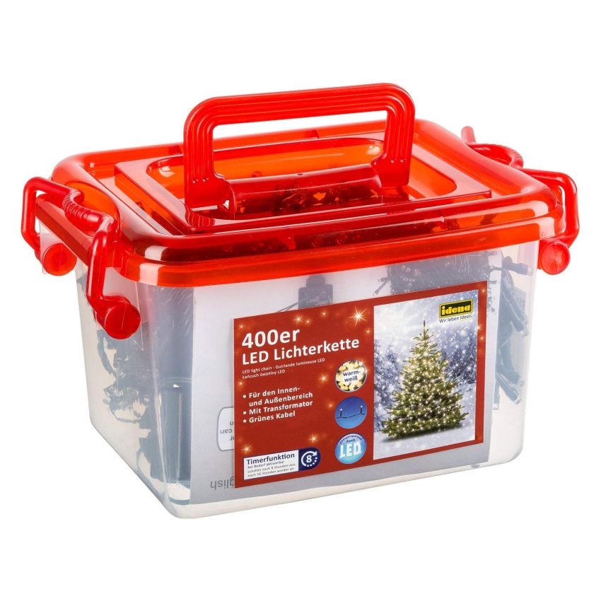 Idena - LED Lichterkette für innen und außen, 400er warm weiß