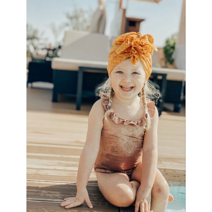 Looks by Luks -  Turban Lace Spitzen Mustard