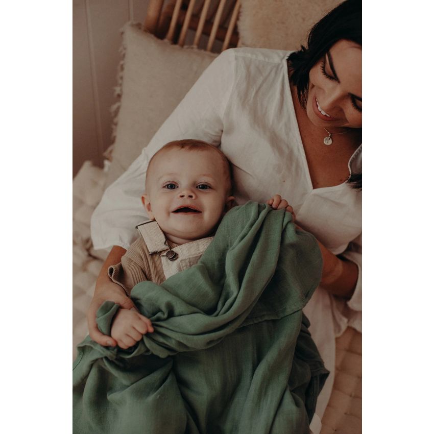 Frankie Lane - Muslin Swaddle Set  Indigo Blue & Green