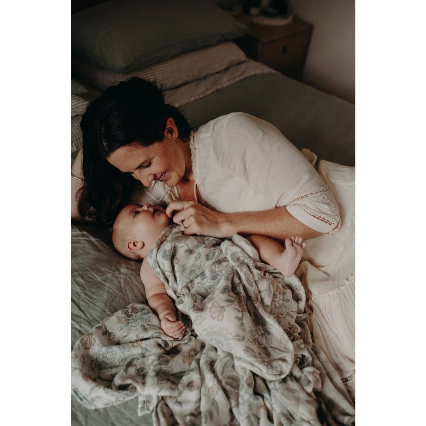 Frankie Lane - Muslin Swaddle Set  Indigo Blue & Green