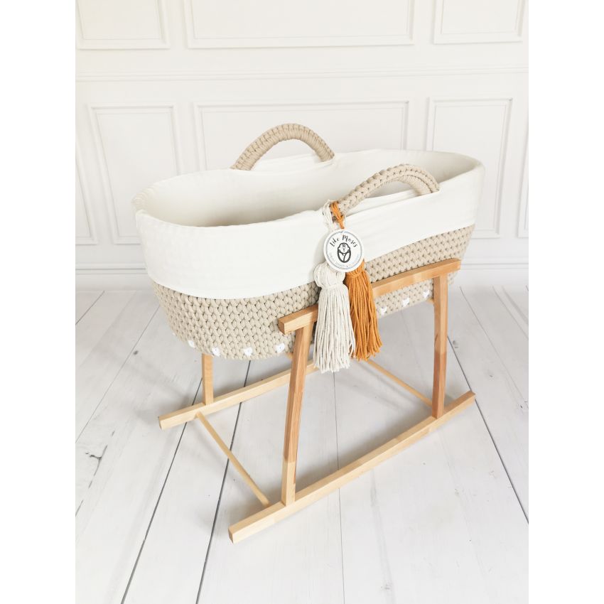 Like Moses - Moseskorb Beige mit Kissen und Bettwäsche Mustard