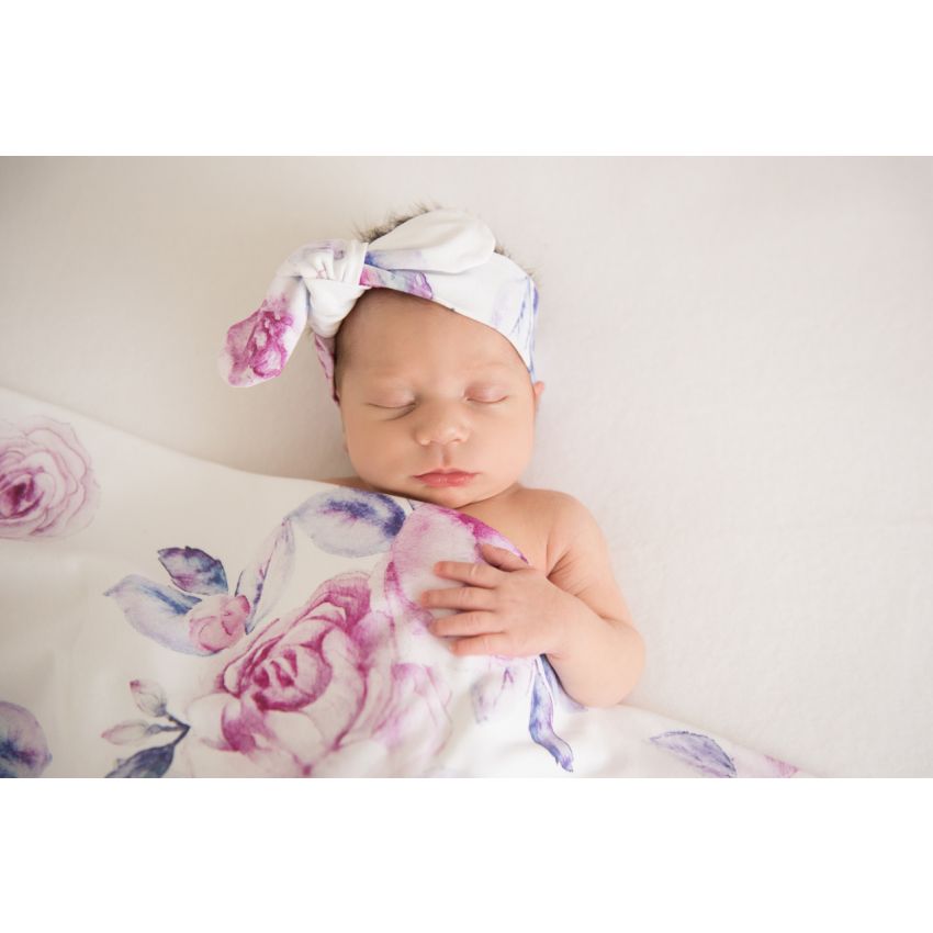 Snuggle Hunny - Swaddledecke Lilac Skies mit Stirnband