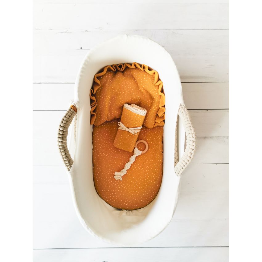 Like Moses - Moseskorb Beige mit Kissen und Bettwäsche Mustard