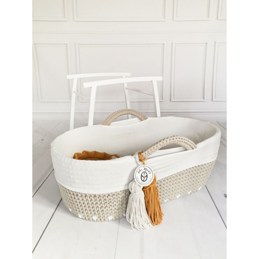Like Moses - Moseskorb Beige mit Kissen und Bettwäsche Mustard