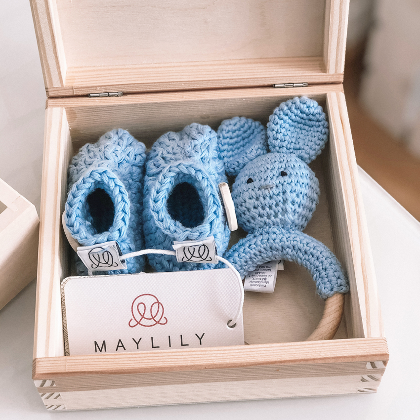 Maylily - Holz Geschenkbox Bunny Hellblau