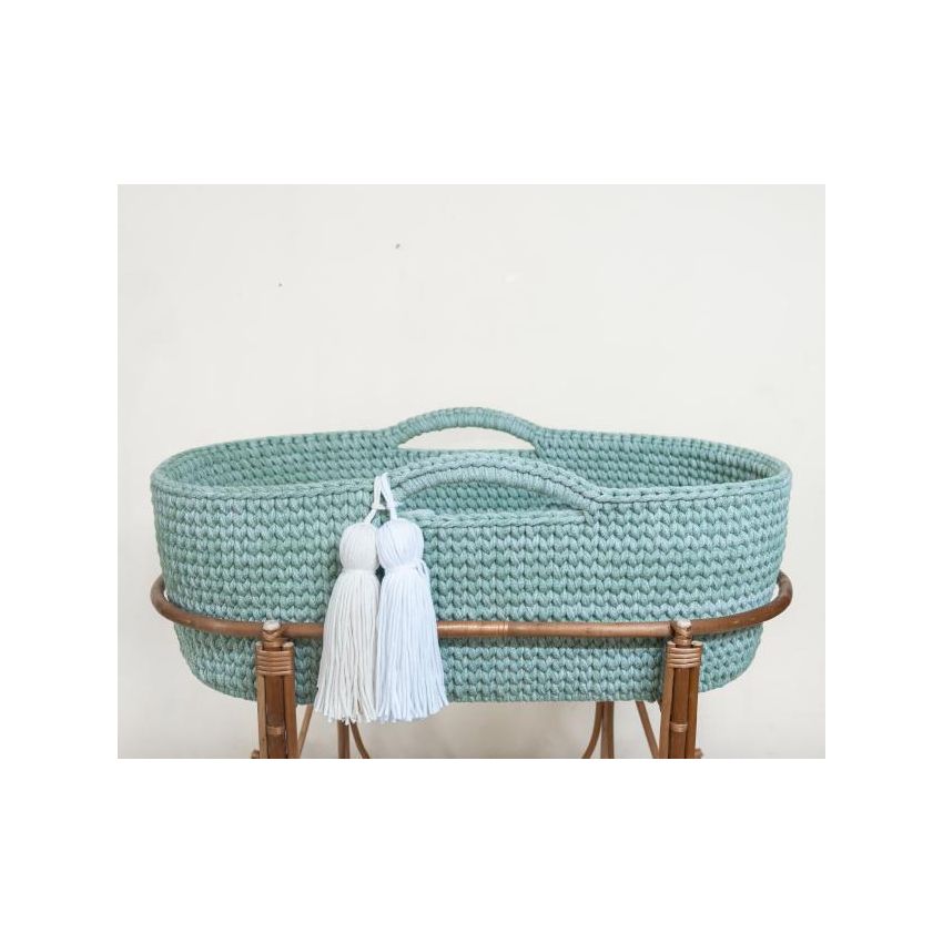 Like Moses - Moseskorb Dusty Mint mit Kissen und Bettwäsche Weiss- Mint