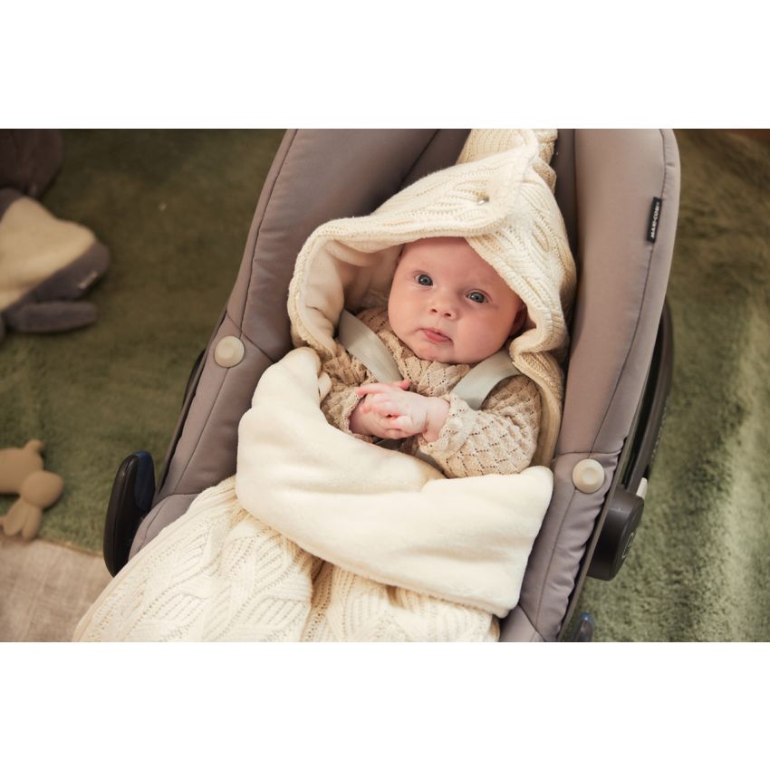 Jollein - Autoschale Fusssack Strickoptik Wellen Ivory