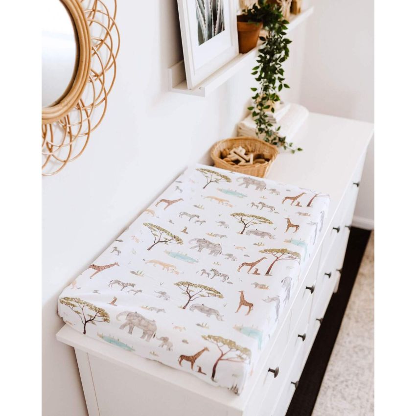 Snuggle Hunny - Spannbezug für Wiege, Kinderwagen & Wickelmatte Safari