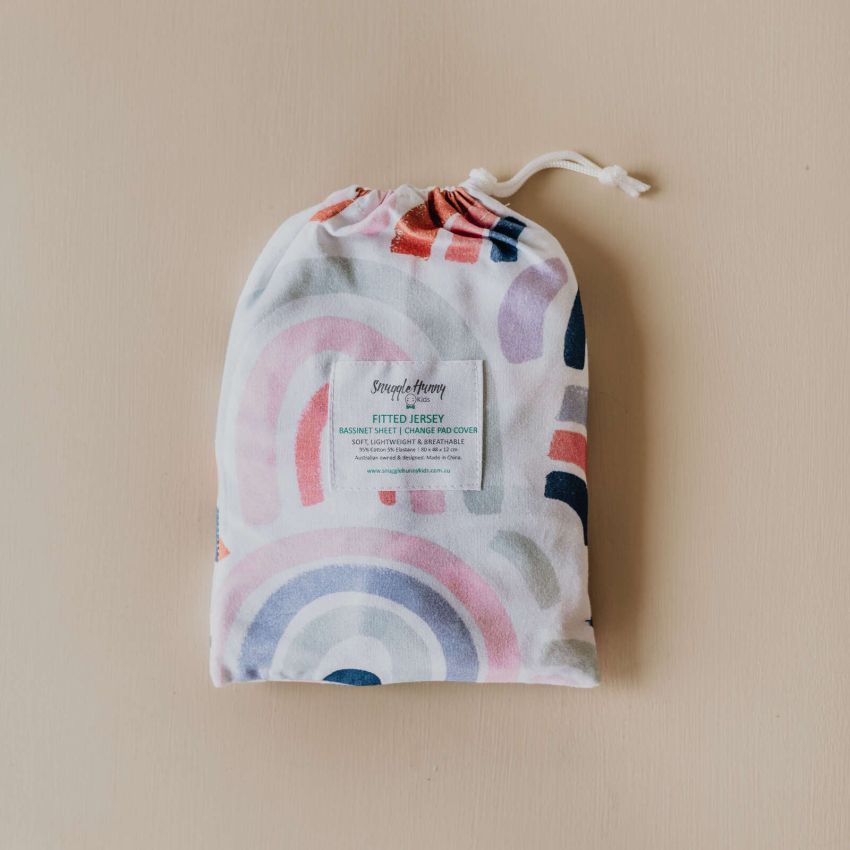 Snuggle Hunny - Spannbezug für Wiege, Kinderwagen & Wickelmatte Rainbow Baby