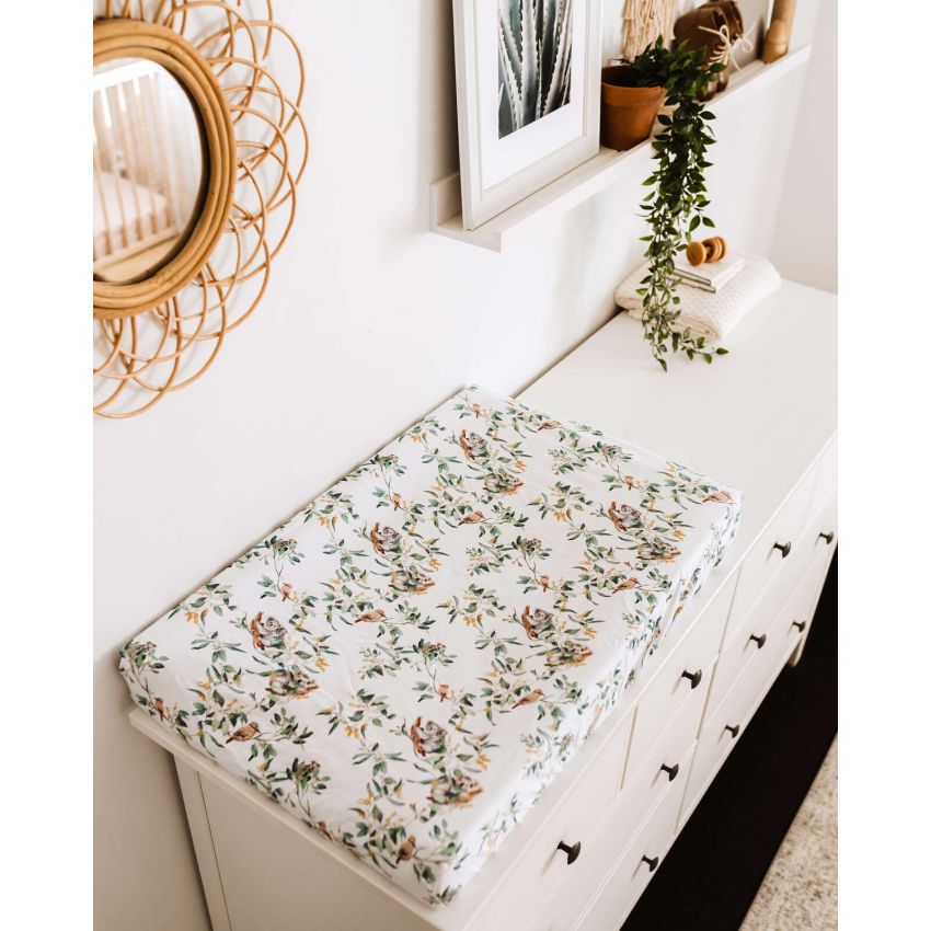 Snuggle Hunny - Spannbezug für Wiege, Kinderwagen & Wickelmatte Eukalyptus