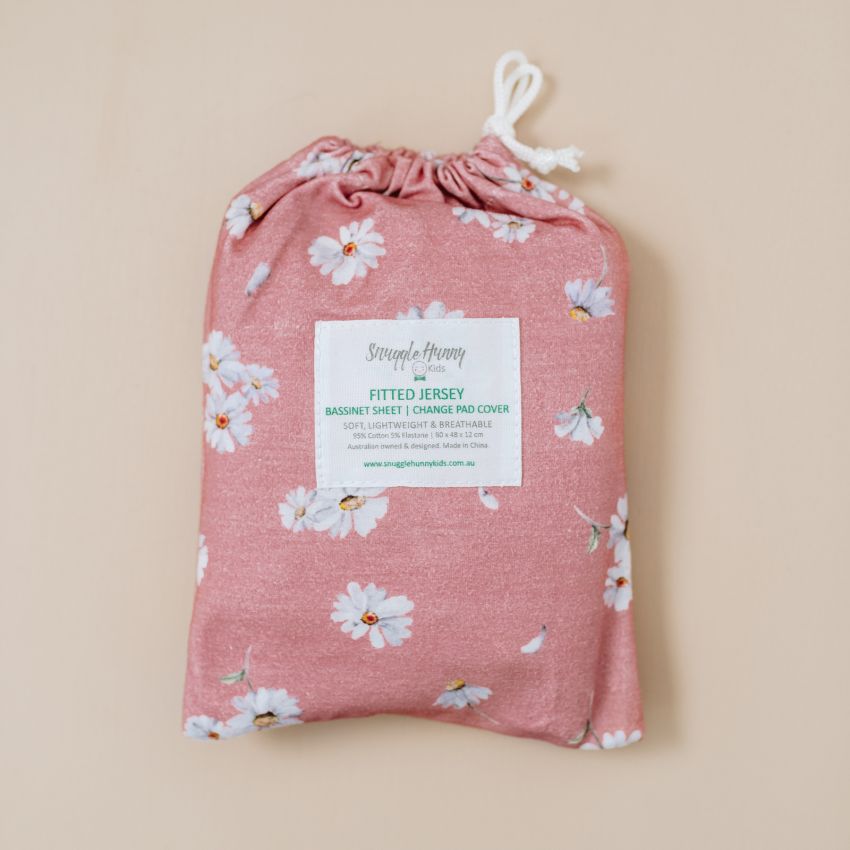 Snuggle Hunny - Spannbezug für Wiege, Kinderwagen & Wickelmatte Daisy