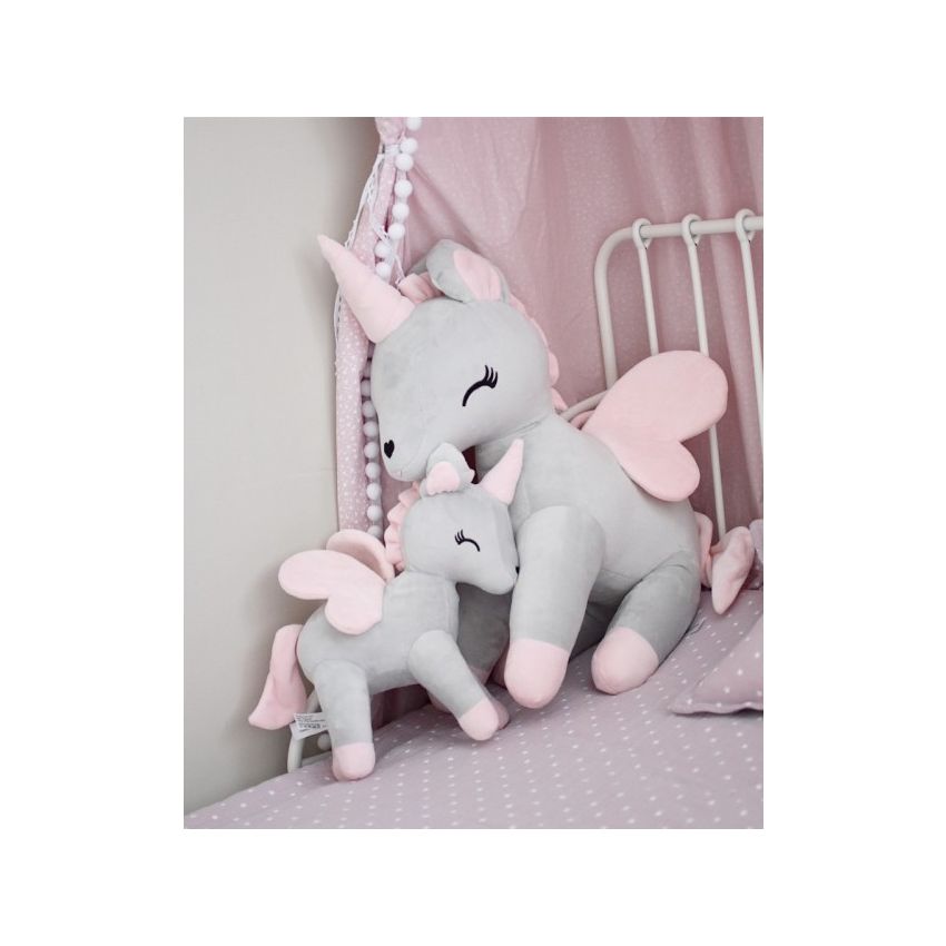 Melootka - Plüsch Einhorn XL grau- pink