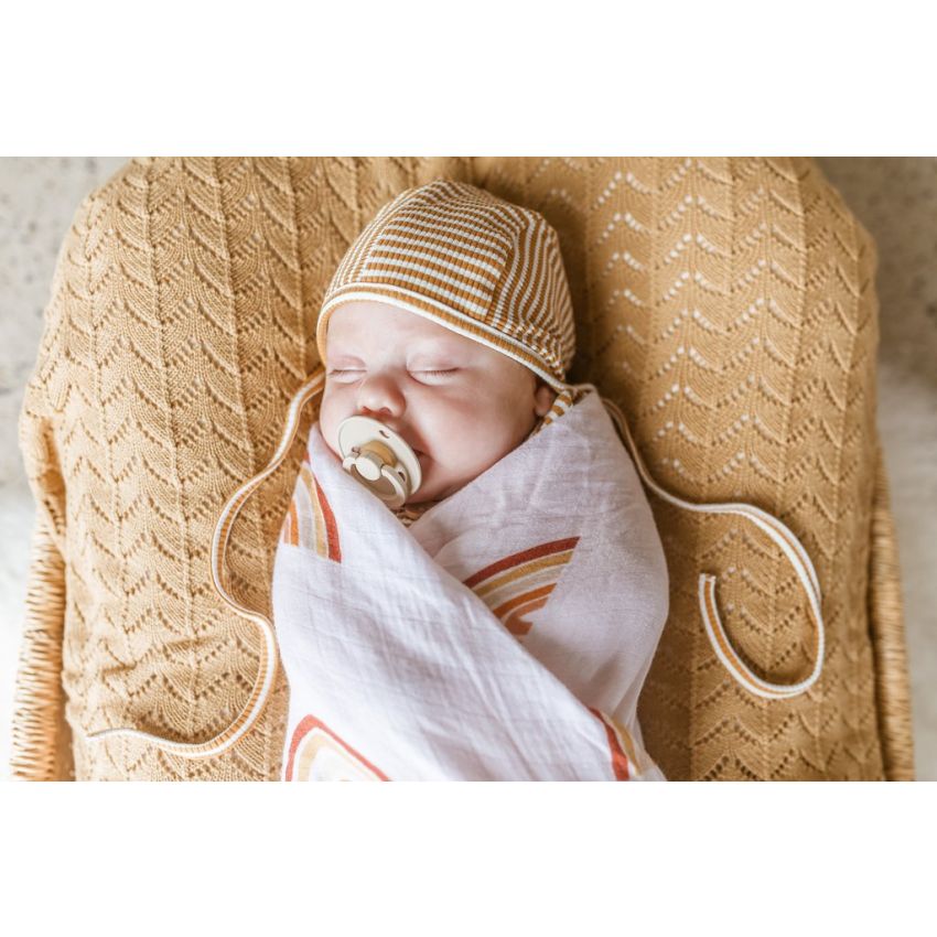 Two Darlings - Bonnet Mütze Mustard Stripe