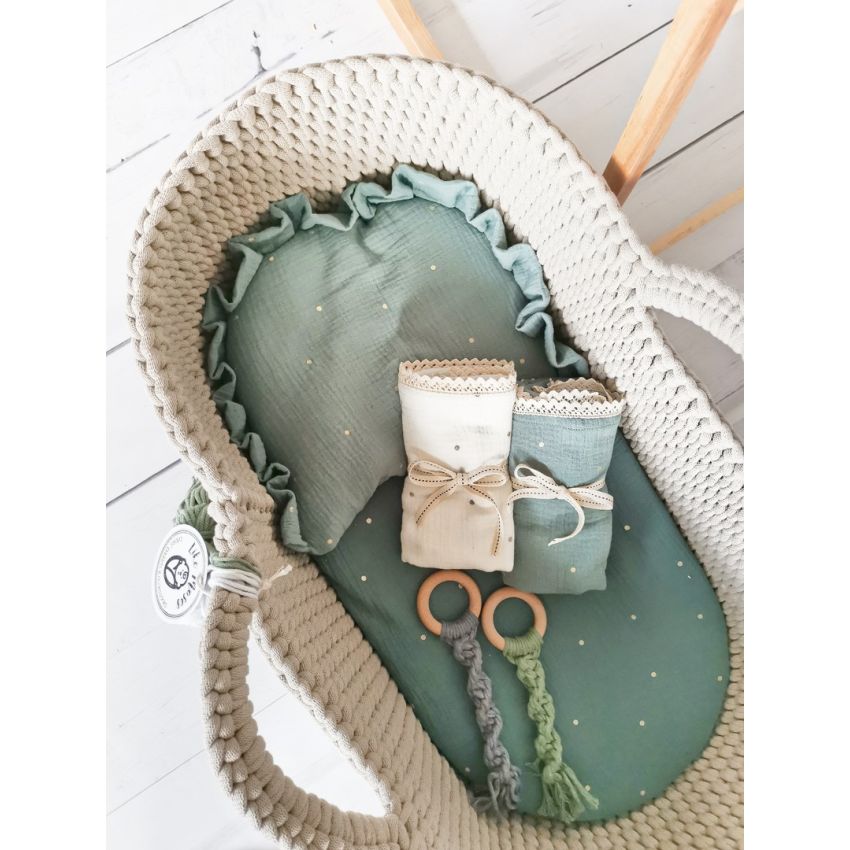 Like Moses - Moseskorb Beige mit Grüner Bettwäsche