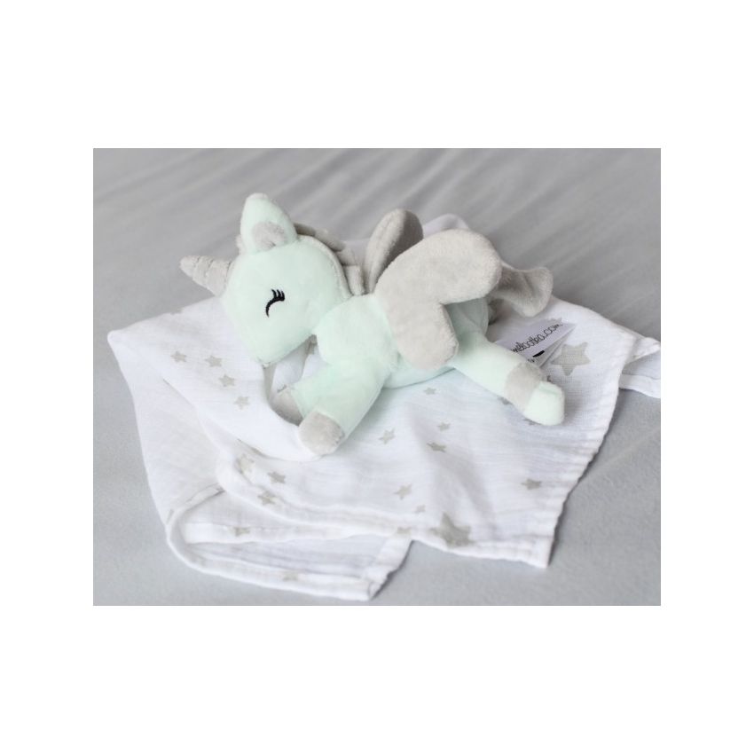 Melootka - Babyunicorn grau- mint mit Muslin