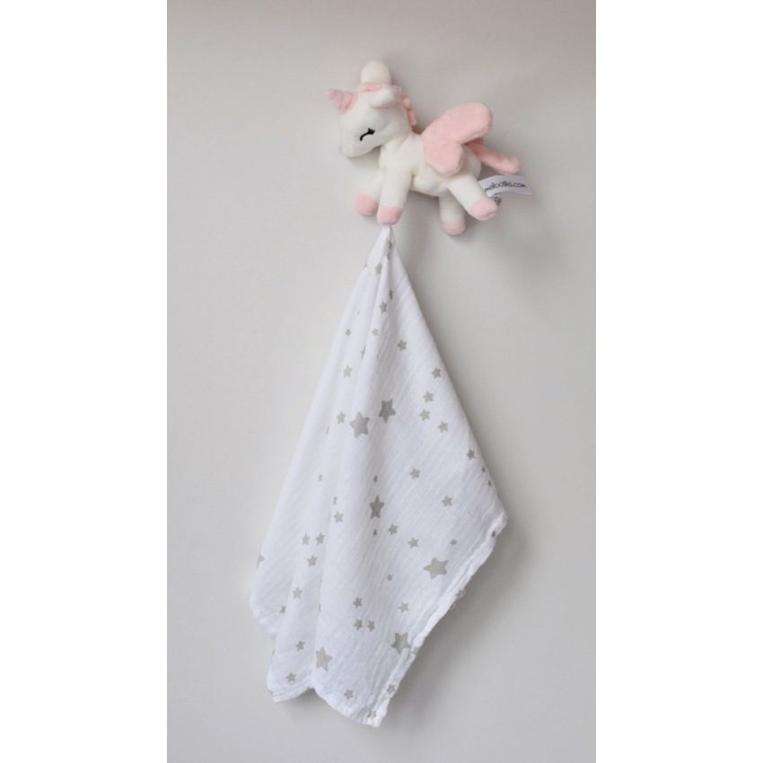 Melootka - Babyunicorn weiss- pink mit Muslin