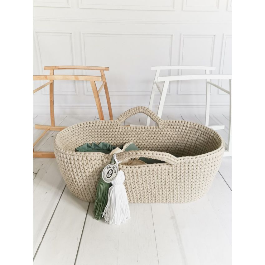 Like Moses - Moseskorb Beige mit Grüner Bettwäsche