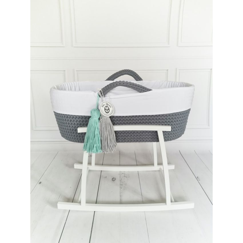 Like Moses - Moseskorb Steel grau mit Petrol gold Dots Bettwäsche