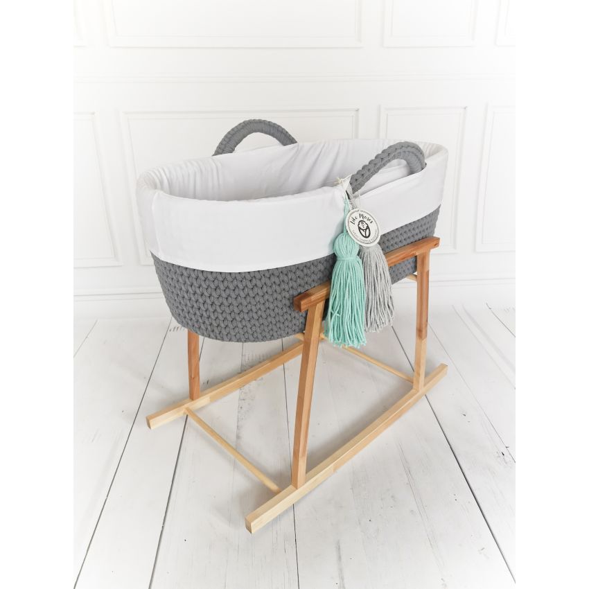 Like Moses - Moseskorb Steel grau mit Petrol gold Dots Bettwäsche