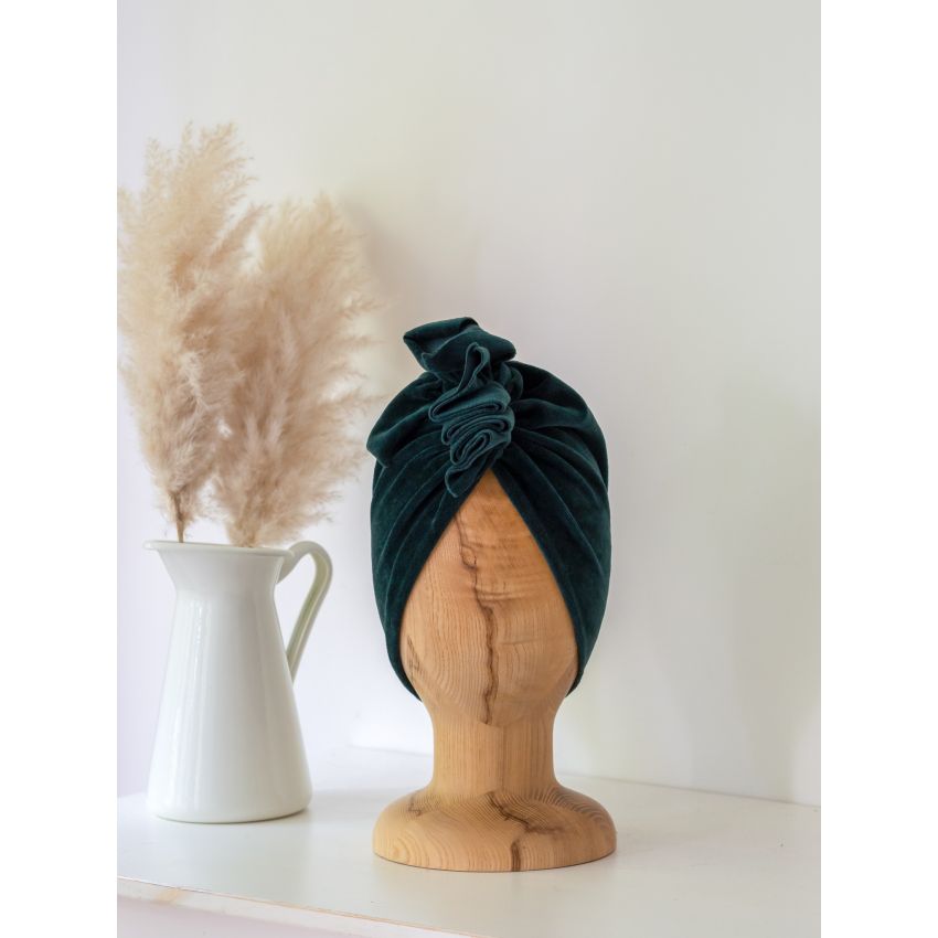 Looks by Luks -  Turban Samt Bottle Green