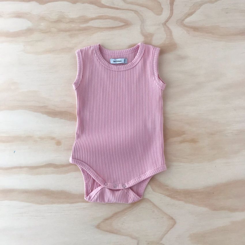 bel&bow - Ribbed Singlet Body Baby Pink