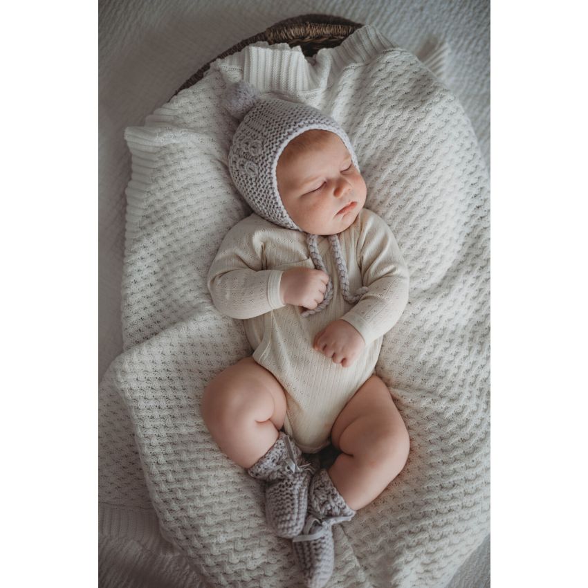 Snuggle Hunny - Merinoset Mützchen & Booties grau
