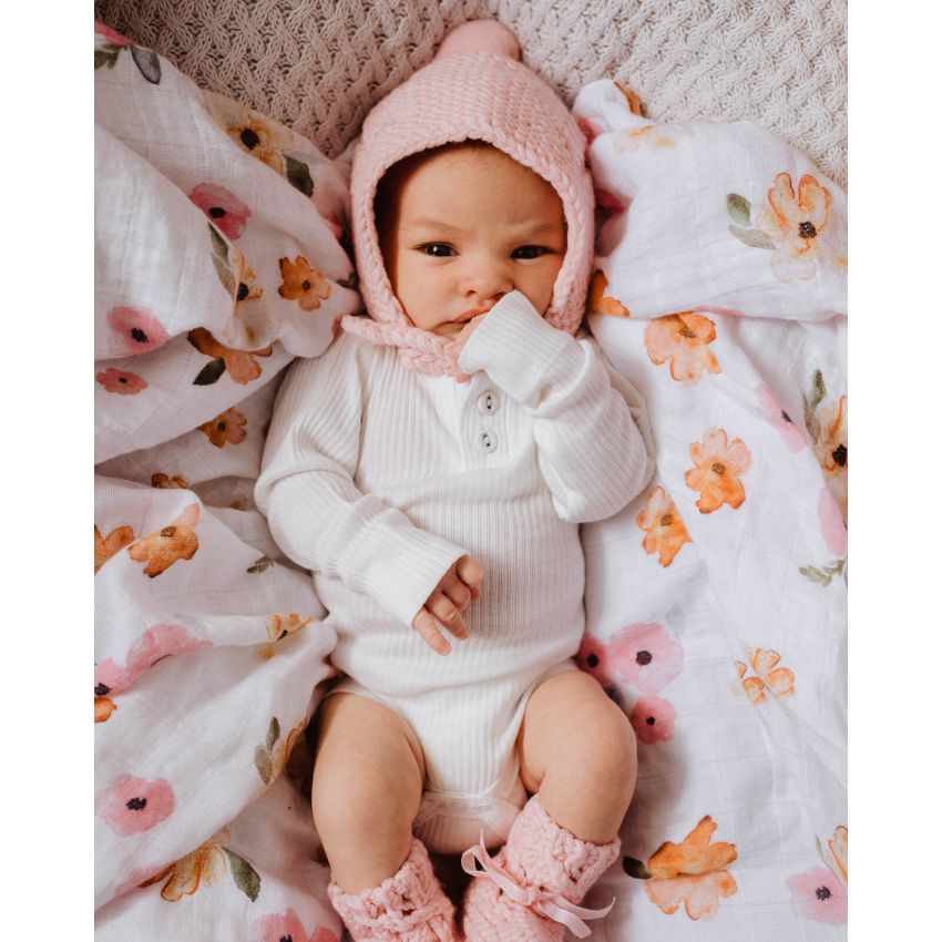 Snuggle Hunny - Merinoset Mützchen & Booties pink
