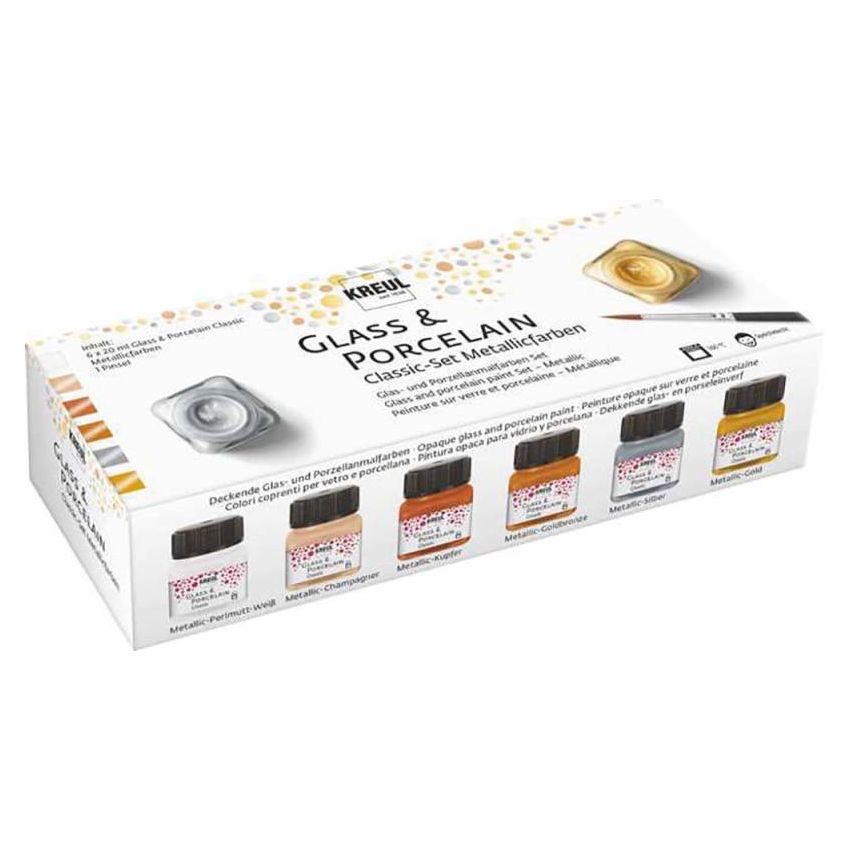 KREUL - MUCKI Glass & Porcelain Classic Metallicfarben Set 6 x 20 ml